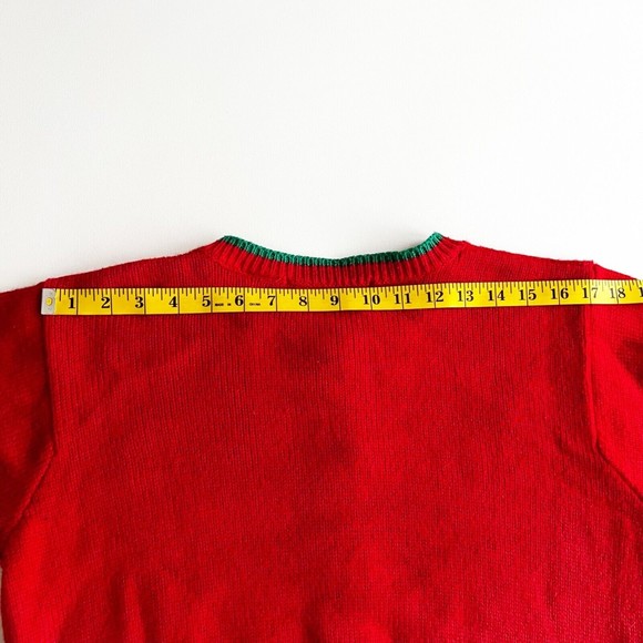 Vtg JJ Jones Ugly Christmas Party Sweater Knit Red Tree Stockings Presents Sz S - Picture 9 of 10